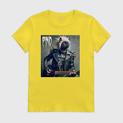 Футболка хлопковая женская Cool cat - punks not dead, цвет: желтый
