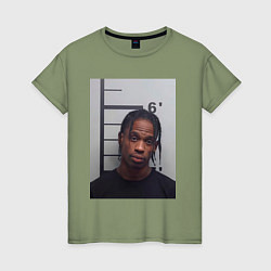 Футболка хлопковая женская Travis Scott magshot, цвет: авокадо