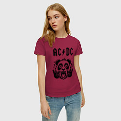 Футболка хлопковая женская AC DC - rock panda, цвет: маджента — фото 2