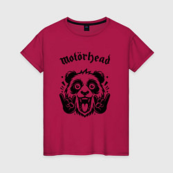 Футболка хлопковая женская Motorhead - rock panda, цвет: маджента