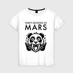 Футболка хлопковая женская Thirty Seconds to Mars - rock panda, цвет: белый