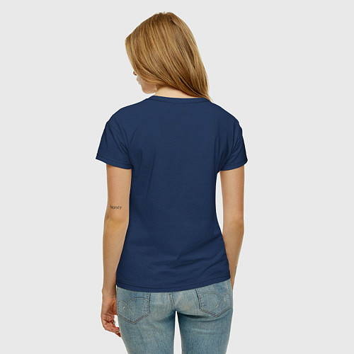 Женская футболка Мандала оранжево-синяя узорная / Тёмно-синий – фото 4