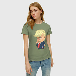 Футболка хлопковая женская Мистер Трамп, цвет: авокадо — фото 2
