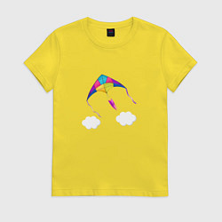 Футболка хлопковая женская Воздушный змей, цвет: желтый