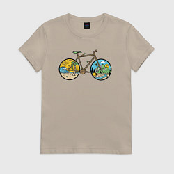 Футболка хлопковая женская Nature bike, цвет: миндальный
