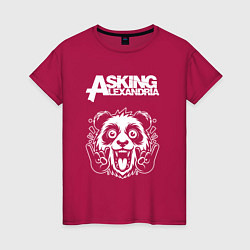 Футболка хлопковая женская Asking Alexandria rock panda, цвет: маджента