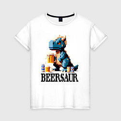 Женская футболка Пивозавр - пиксель арт нейросеть