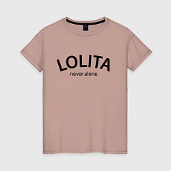 Футболка хлопковая женская Lolita never alone - motto, цвет: пыльно-розовый