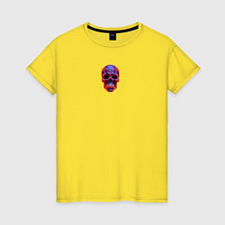Футболка хлопковая женская Неоновый скелетрон, цвет: желтый