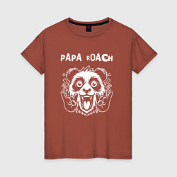 Футболка хлопковая женская Papa Roach rock panda, цвет: кирпичный