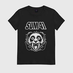 Футболка хлопковая женская Sum41 rock panda, цвет: черный