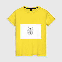 Женская футболка Нарисованный волк зубами щёлк