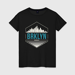 Футболка хлопковая женская Brooklyn city, цвет: черный