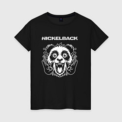 Футболка хлопковая женская Nickelback rock panda, цвет: черный