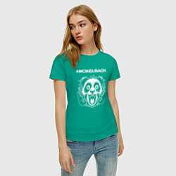 Футболка хлопковая женская Nickelback rock panda, цвет: зеленый — фото 2