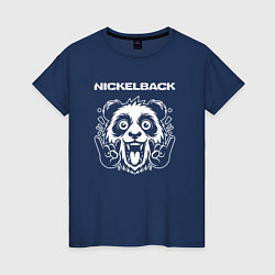 Футболка хлопковая женская Nickelback rock panda, цвет: тёмно-синий
