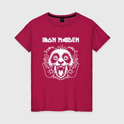 Футболка хлопковая женская Iron Maiden rock panda, цвет: маджента