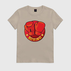 Футболка хлопковая женская Boxing fight, цвет: миндальный