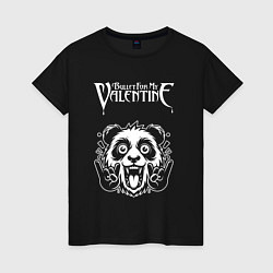 Футболка хлопковая женская Bullet For My Valentine rock panda, цвет: черный