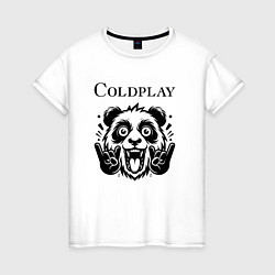 Футболка хлопковая женская Coldplay - rock panda, цвет: белый