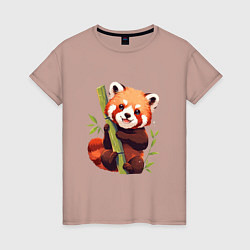 Футболка хлопковая женская The Red Panda, цвет: пыльно-розовый