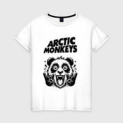 Футболка хлопковая женская Arctic Monkeys - rock panda, цвет: белый