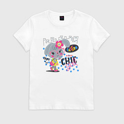 Футболка хлопковая женская Fashion chic girls, цвет: белый