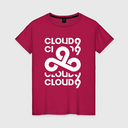 Футболка хлопковая женская Cloud9 - in logo, цвет: маджента