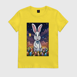 Футболка хлопковая женская Ночной кролик, цвет: желтый