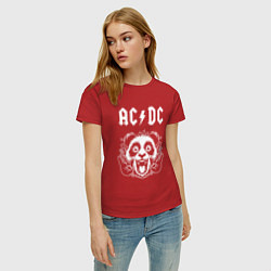 Футболка хлопковая женская AC DC rock panda, цвет: красный — фото 2