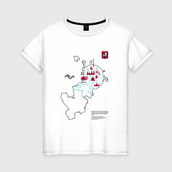 Футболка хлопковая женская Карта туристических мест Москвы, цвет: белый