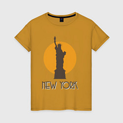 Футболка хлопковая женская Город Нью-Йорк, цвет: горчичный