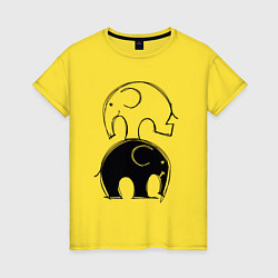 Футболка хлопковая женская Cute elephants, цвет: желтый