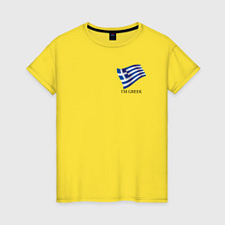 Футболка хлопковая женская Im Greek - motto, цвет: желтый