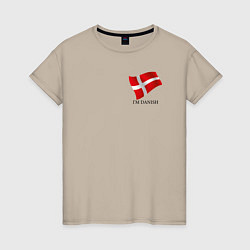 Футболка хлопковая женская Im Danish - motto, цвет: миндальный
