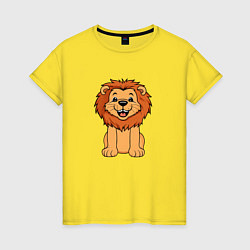 Футболка хлопковая женская Весёлый лев, цвет: желтый