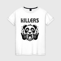 Футболка хлопковая женская The Killers - rock panda, цвет: белый