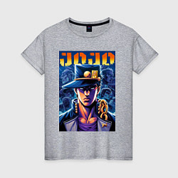 Футболка хлопковая женская Jojo - Jotaro Kujo ai art, цвет: меланж