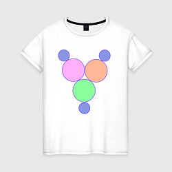 Футболка хлопковая женская Окружности матрешки, цвет: белый
