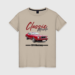 Женская футболка Американский маслкар Ford Mustang 1974 года