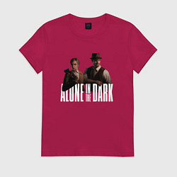 Футболка хлопковая женская Alone in the dark - Emily and Edward, цвет: маджента