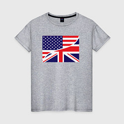 Футболка хлопковая женская США и Великобритания, цвет: меланж