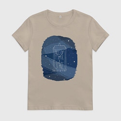 Футболка хлопковая женская All of time and space, цвет: миндальный