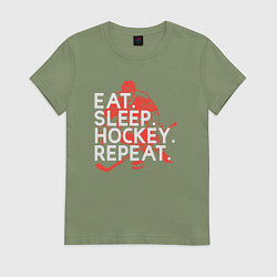Футболка хлопковая женская День хоккеиста, цвет: авокадо