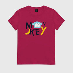 Футболка хлопковая женская Banana monkey, цвет: маджента