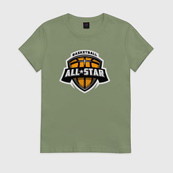 Футболка хлопковая женская All-star basket, цвет: авокадо