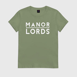 Футболка хлопковая женская Manor lords logo, цвет: авокадо