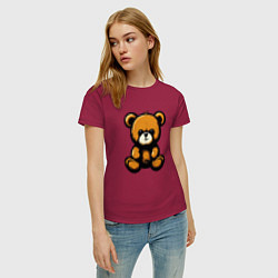 Футболка хлопковая женская Тедди медведь, цвет: маджента — фото 2