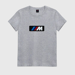 Футболка хлопковая женская BMW logo sport steel, цвет: меланж