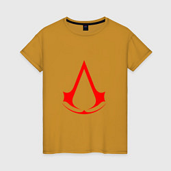 Футболка хлопковая женская Red logo of assassins, цвет: горчичный